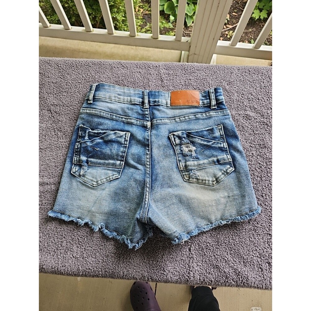 SHEIN Women's Size 6 Medium Cutoff Distressed Mid Rise Stretch Jean Shorts - Picture 3 of 7